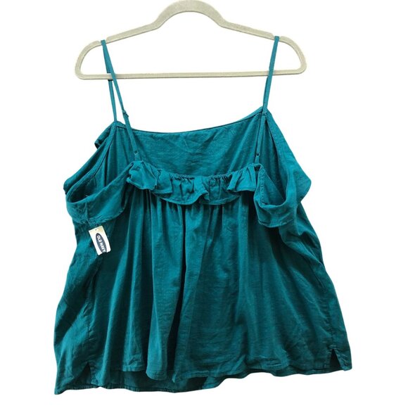 NWT Old Navy Cami Top Womens XXL Teal Ruffle Square Neck Relaxed - Picture 2 of 10